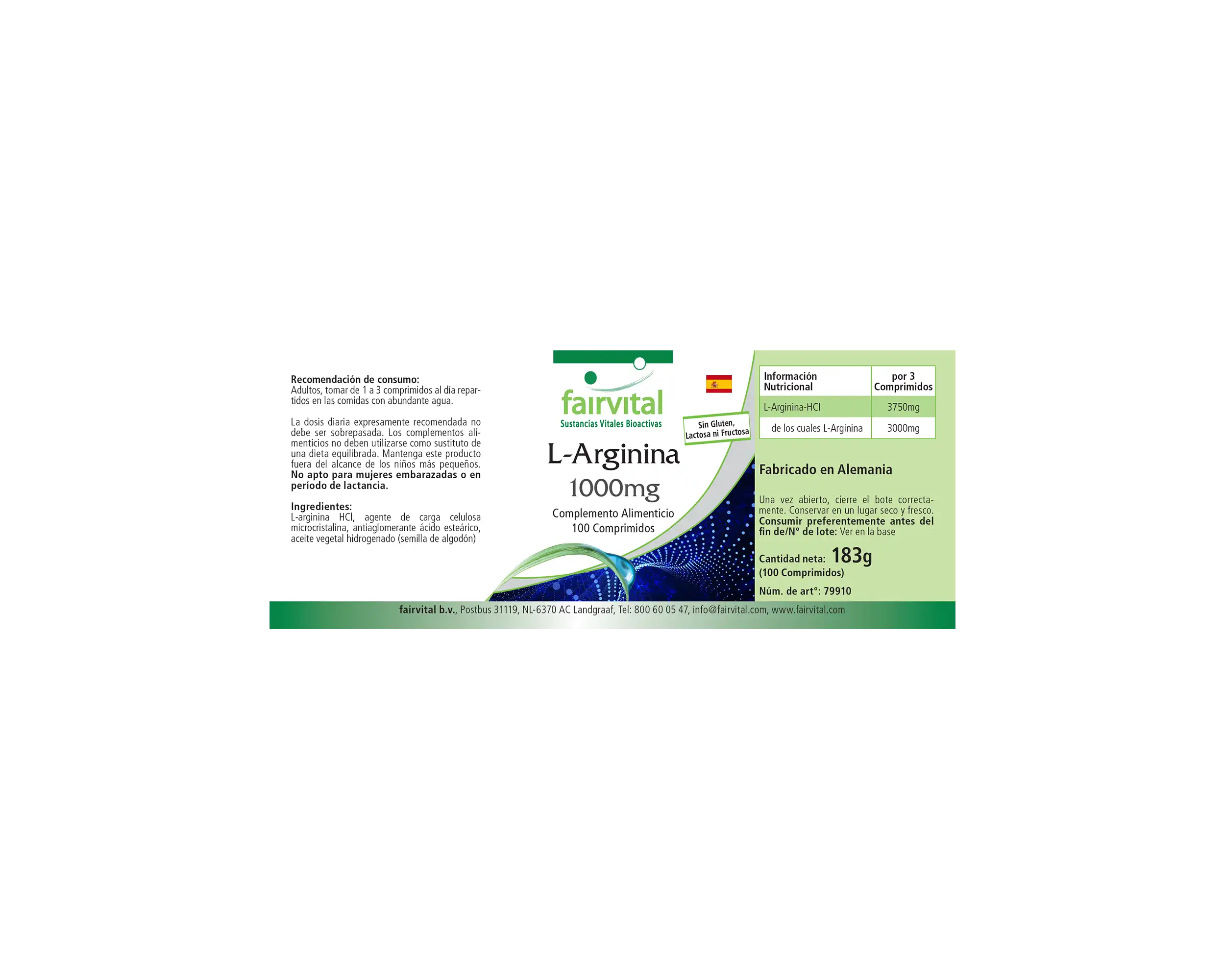 L-Arginin 1000mg - 100 Tabletten - Hochdosiert und Vegan | Fairvital
