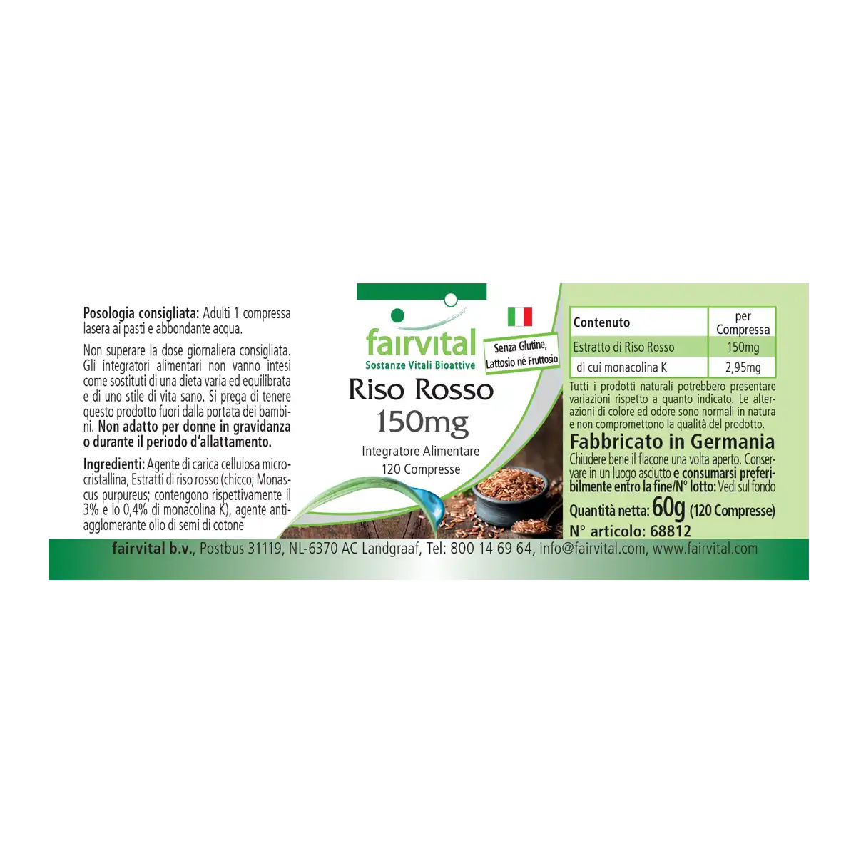 Roter Reis 150mg  - 120 Tabletten - fermentiert - 2,95 mg Monacolin K - Vegan | Fairvital