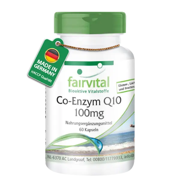 Co-Enzym Q10 100mg - 60 Kapseln - CoQ10 Ubiquinon Kapseln - Hochdosiert und Vegan | Fairvital Co-Enzym Q10 100mg - 60 Kapseln - CoQ10 Ubiquinon Kapseln - Hochdosiert und Vegan | Fairvital