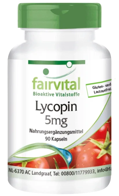 Lycopin 5mg - 90 Kapseln - aus Tomatenextrakt - Hochdosiert und Vegan | Fairvital