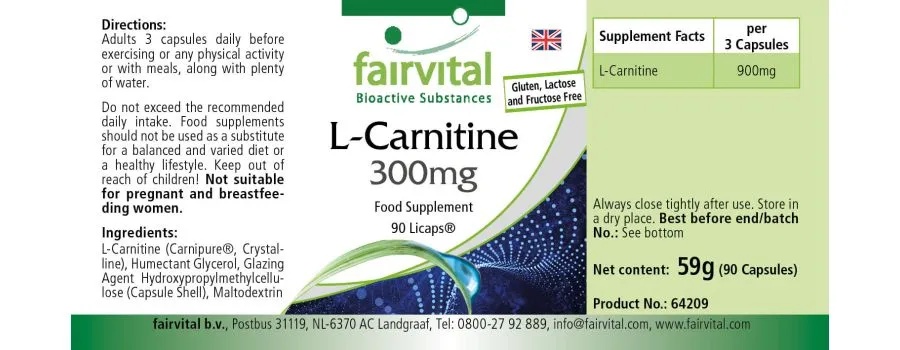 L-Carnitin Kapseln 300mg - 90 LiCaps® - Hochdosiert und Vegan | Fairvital