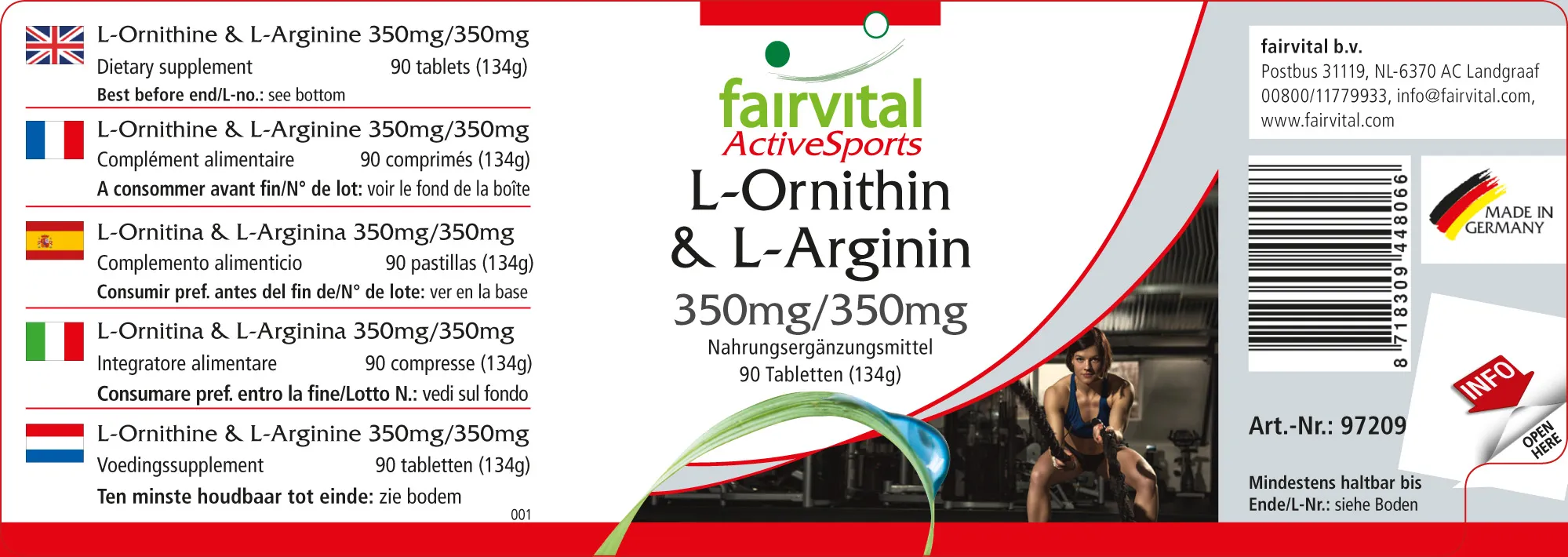L-Ornithin & L-Arginin 350mg/350mg - 90 Tabletten - HOCHDOSIERT - VEGAN - Aminosäuren | Fairvital
