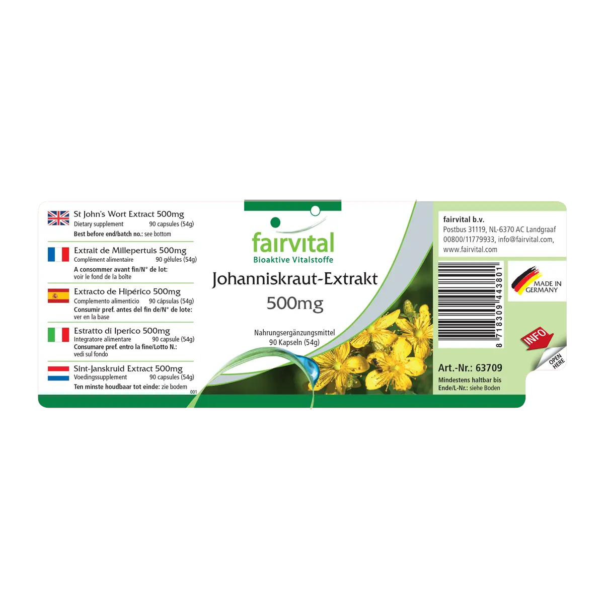 Johanniskraut-Extrakt 500mg mit Hypericin - 90 Kapseln - Hypericum perforatum - Hochdosiert und Vegan | Fairvital Johanniskraut-Extrakt 500mg mit Hypericin - 90 Kapseln - Hypericum perforatum - Hochdosiert und Vegan | Fairvital