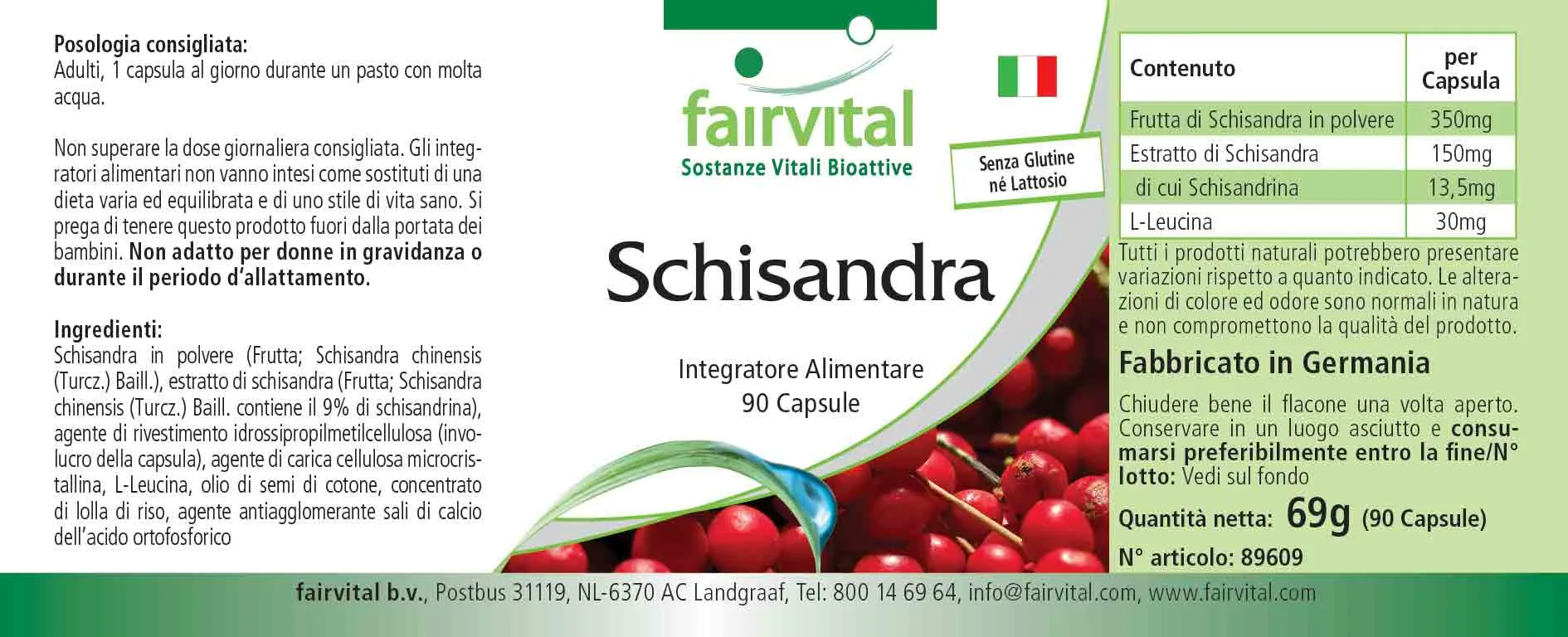 Schisandra -  90 Kapseln - Wu Wei Zi (Schisandra chinensis) - Hochdosiert und Vegan | Fairvital