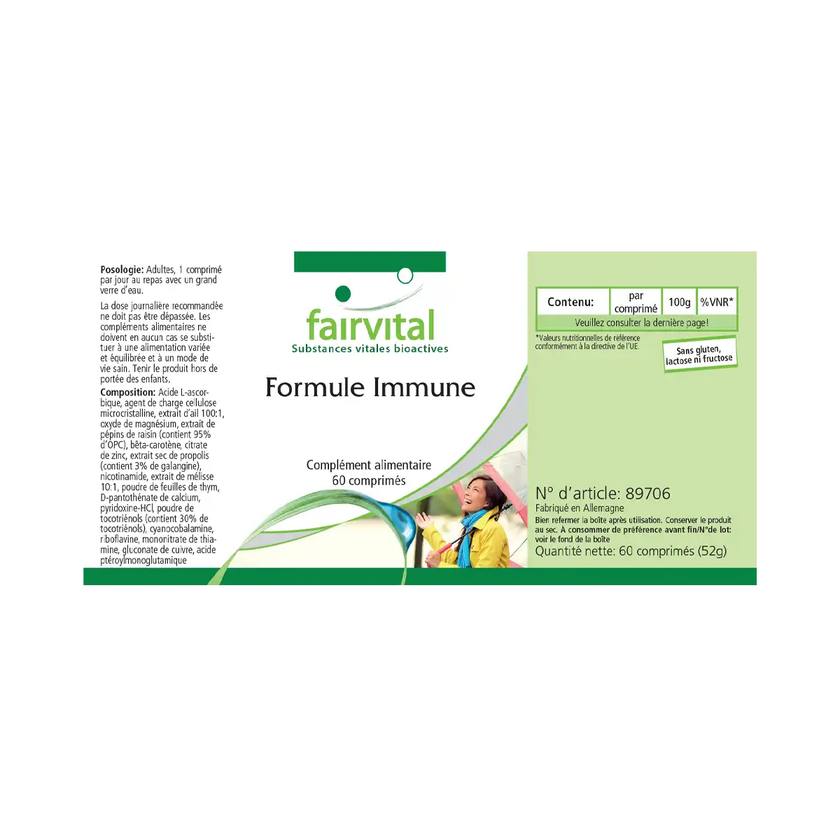 Immune - 60 Tabletten - mit Vitamin B12, Vitamin C, Zink, Kupfer uvm. - für Immunsystem, gegen Erschöpfung | Fairvital