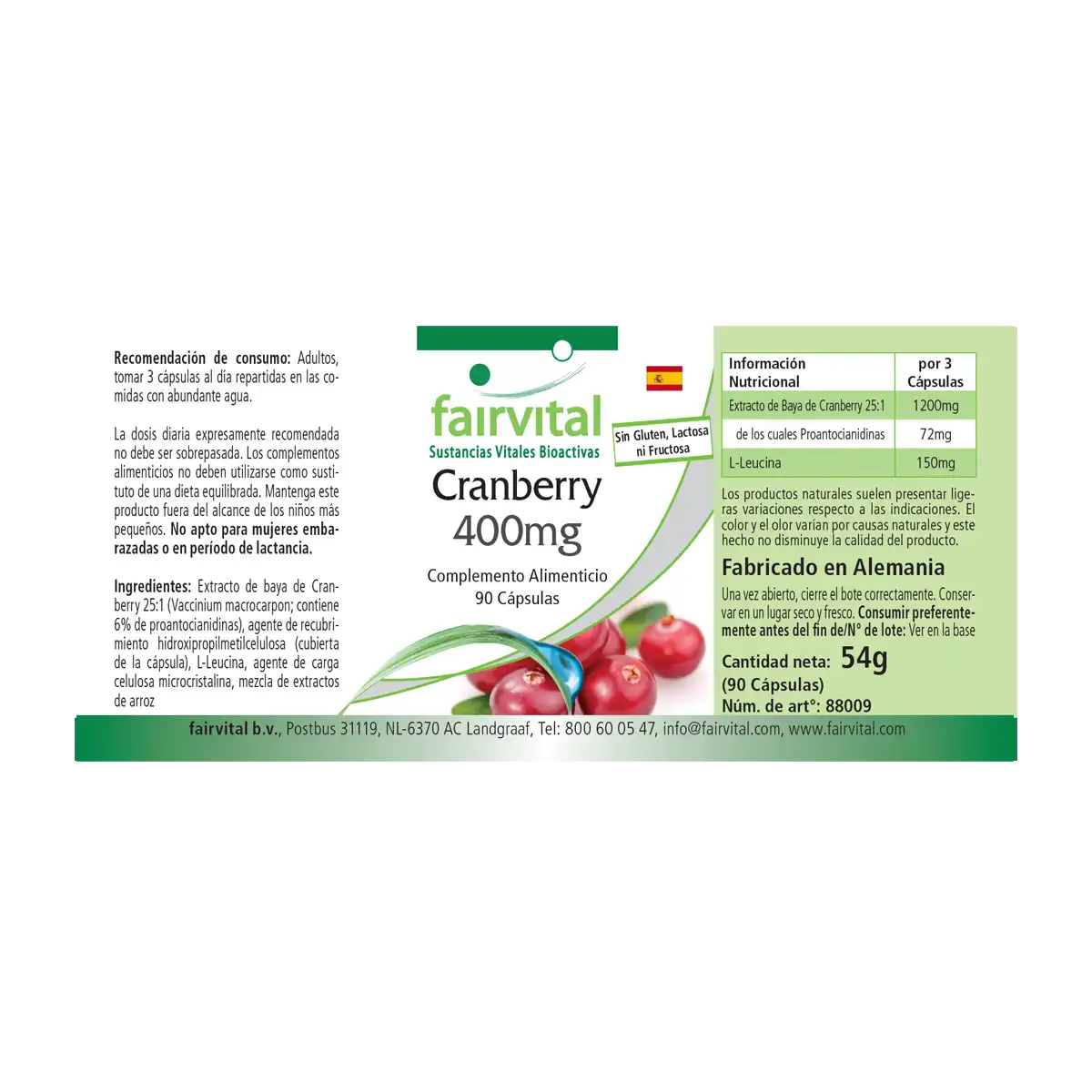Cranberry 400mg - 90 Kapseln - Hochdosiert und Vegan | Fairvital