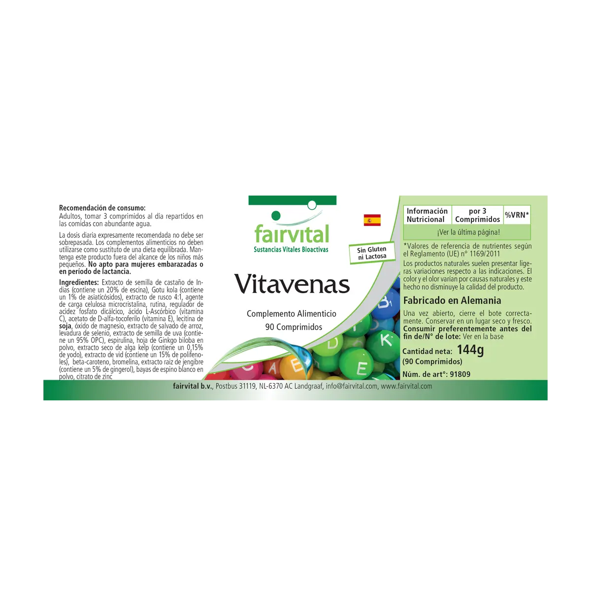 Venen Vitamine - 90 Tabletten - mit Zink, Magnesium uvm. - für Zellschutz, Zellteilung uvm. | Fairvital