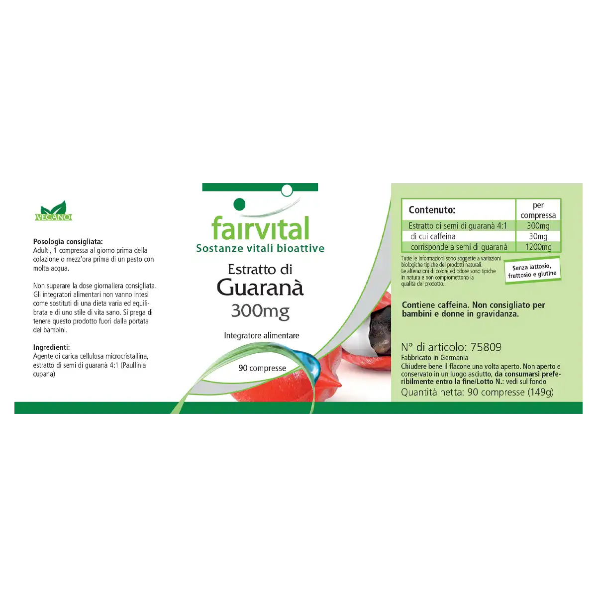 Guarana Extrakt 300mg - Paullinia cupana - 90 Tabletten - Energizer - Hochdosiert und Vegan | Fairvital