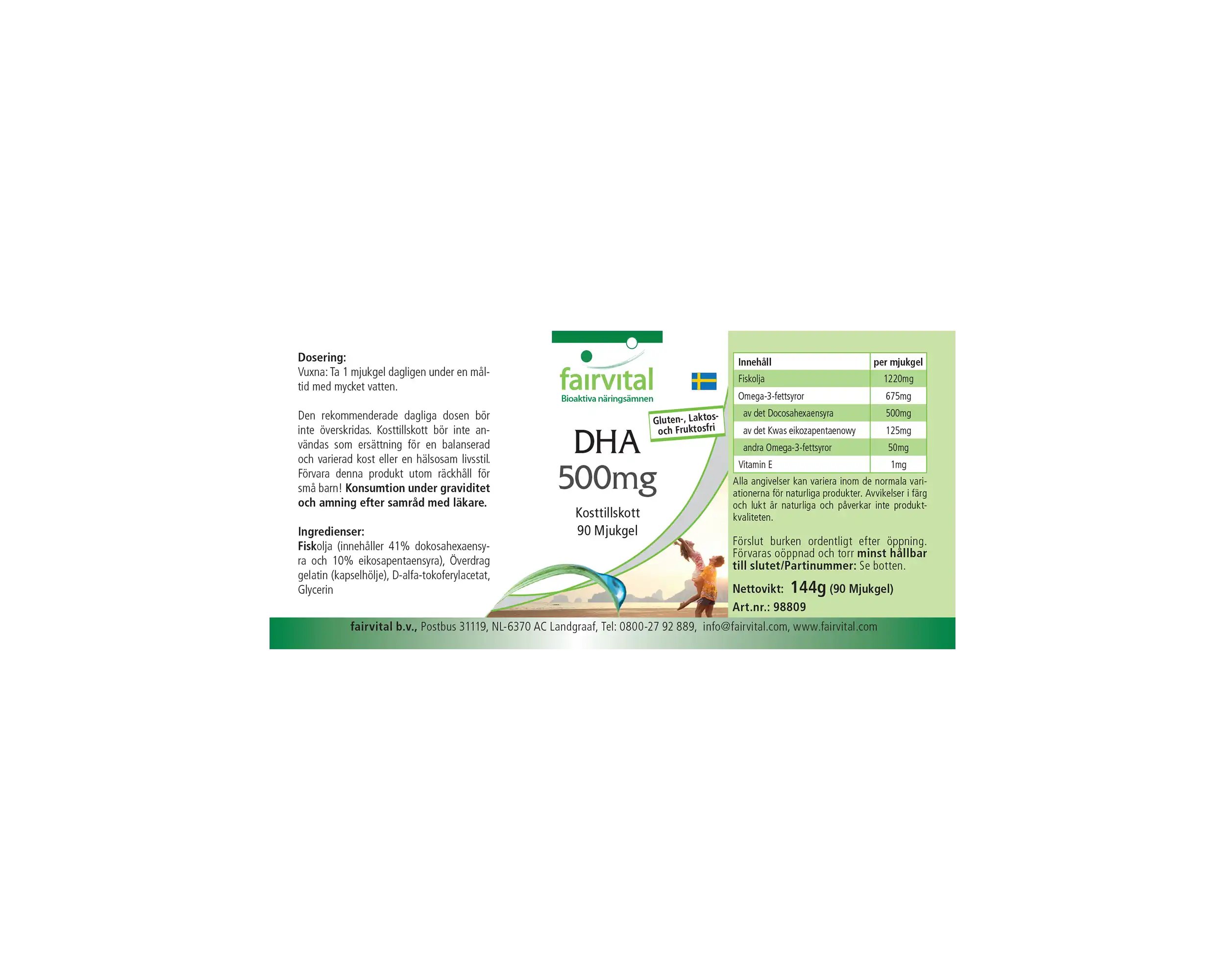 DHA 500mg - 90 Softgels  - mit Vitamin E - für Herz, Blutdruck, Zellschutz uvm. - Hochdosiert | Fairvital