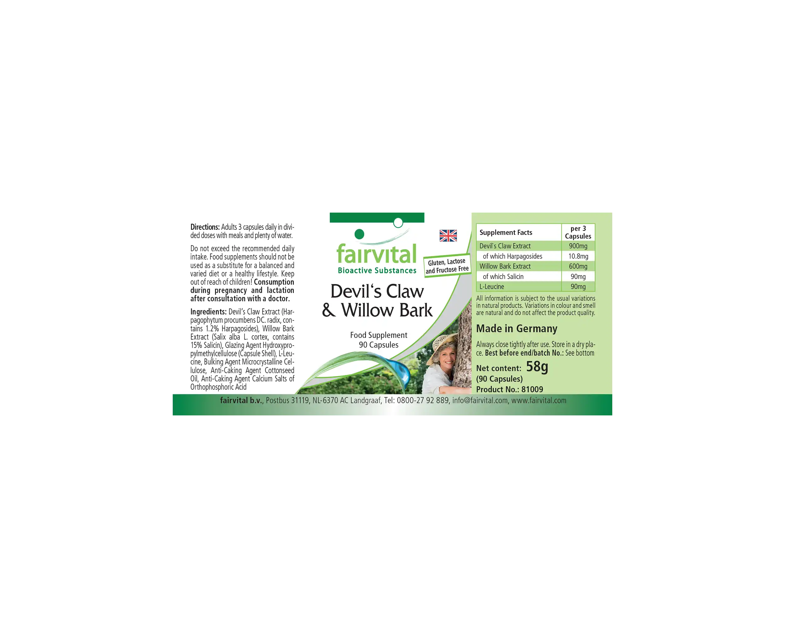 Teufelskralle und Weidenrinde - 90 Kapseln - Harpagophytum procumbens & Salix Alba - Vegan | Fairvital