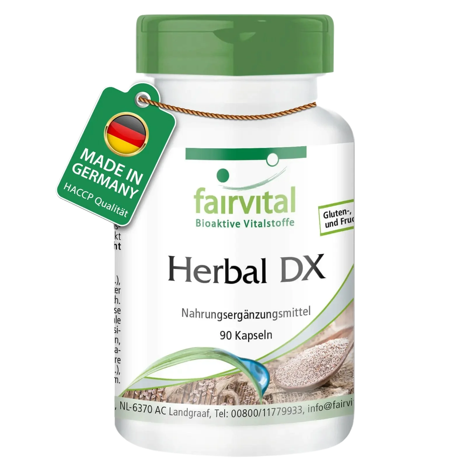Herbal DX - 90 Kapseln - mit Flohsamenschalen, Löwenzahnwurzel-Extrakt,  Chlorella und mehr - Vegan | Fairvital