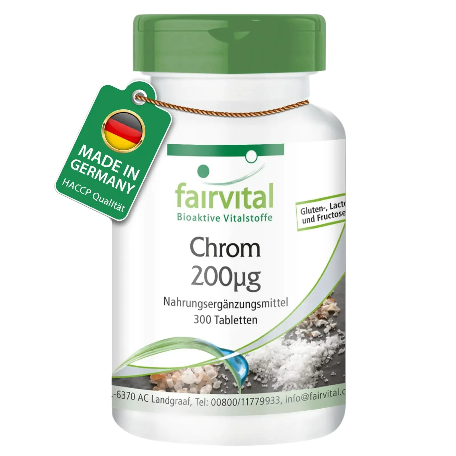 Chrom 200µg - 300 Tabletten - für Blutzuckerspiegel und Makronährstoff Stoffwechsel - Hochdosiert und Vegan | Fairvital