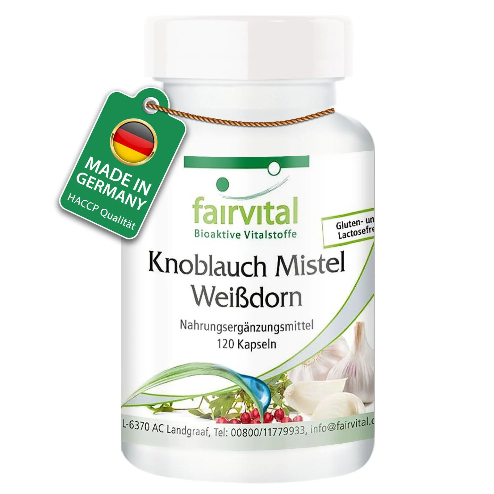 Knoblauch Mistel Weißdorn - 120 Kapseln - mit Vitamin C - für Immunsystem uvm. - Vegan | Fairvital