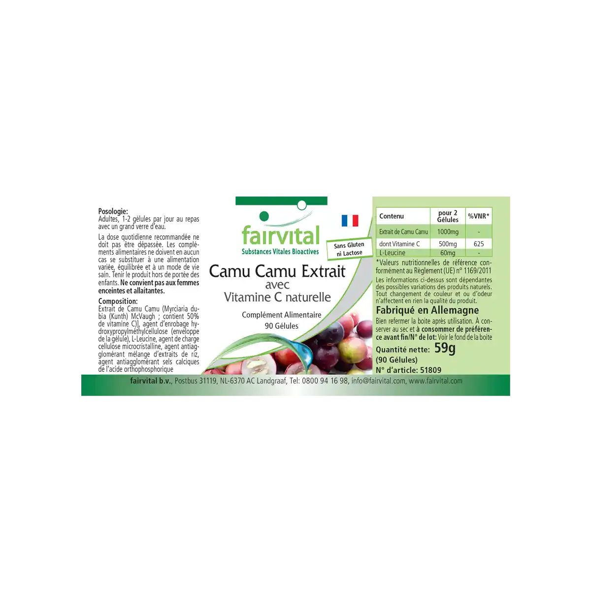 Camu Camu Extrakt mit natürlichem Vitamin C - 90 Kapseln - für Immunsystem, Kollagenbildung uvm. - Vegan | Fairvital