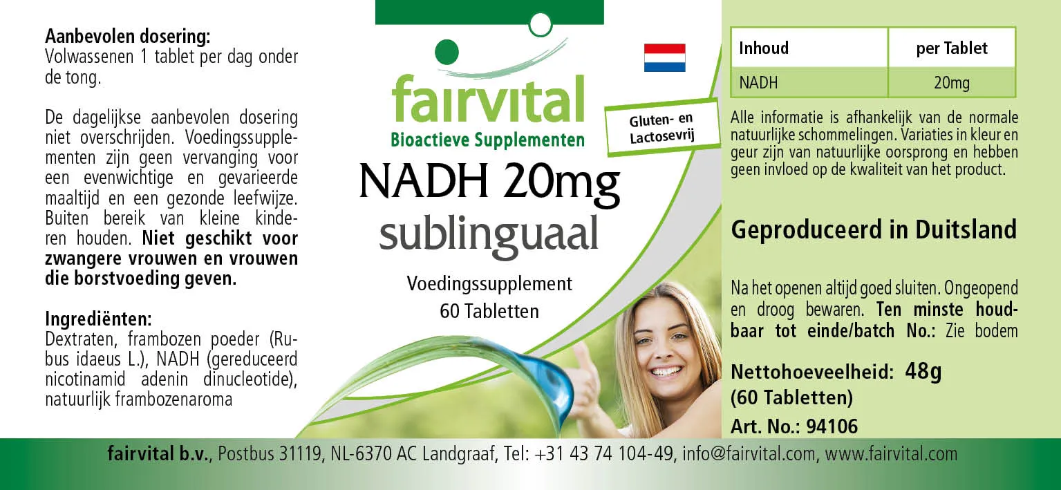 NADH 20mg sublingual-60 Tabletten zum Lutschen-Vegan | Fairvital
