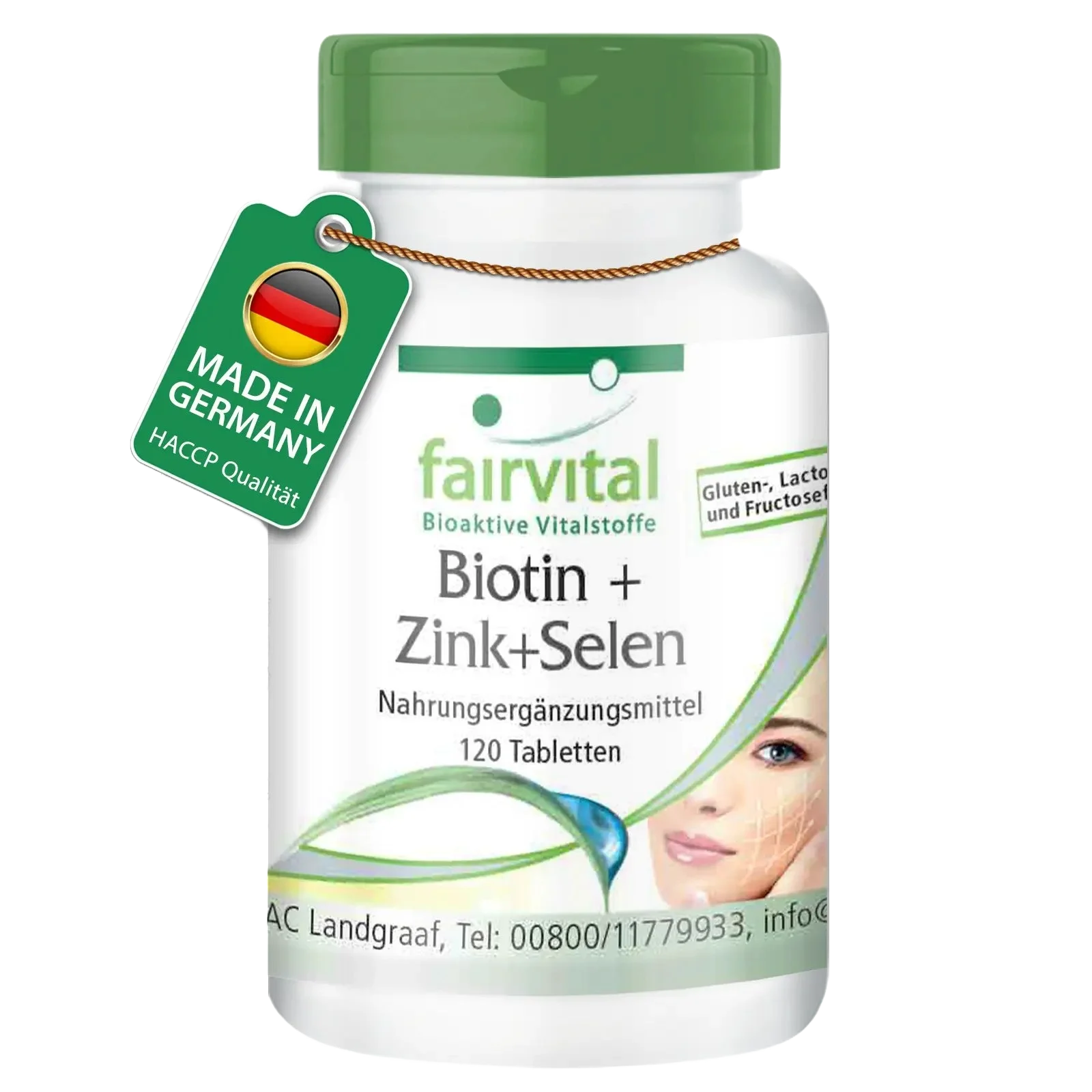 Biotin + Zink + Selen - 120 Tabletten - Beauty-Tabletten - Für Haare, Haut & Fingernägel - Vegan | Fairvital