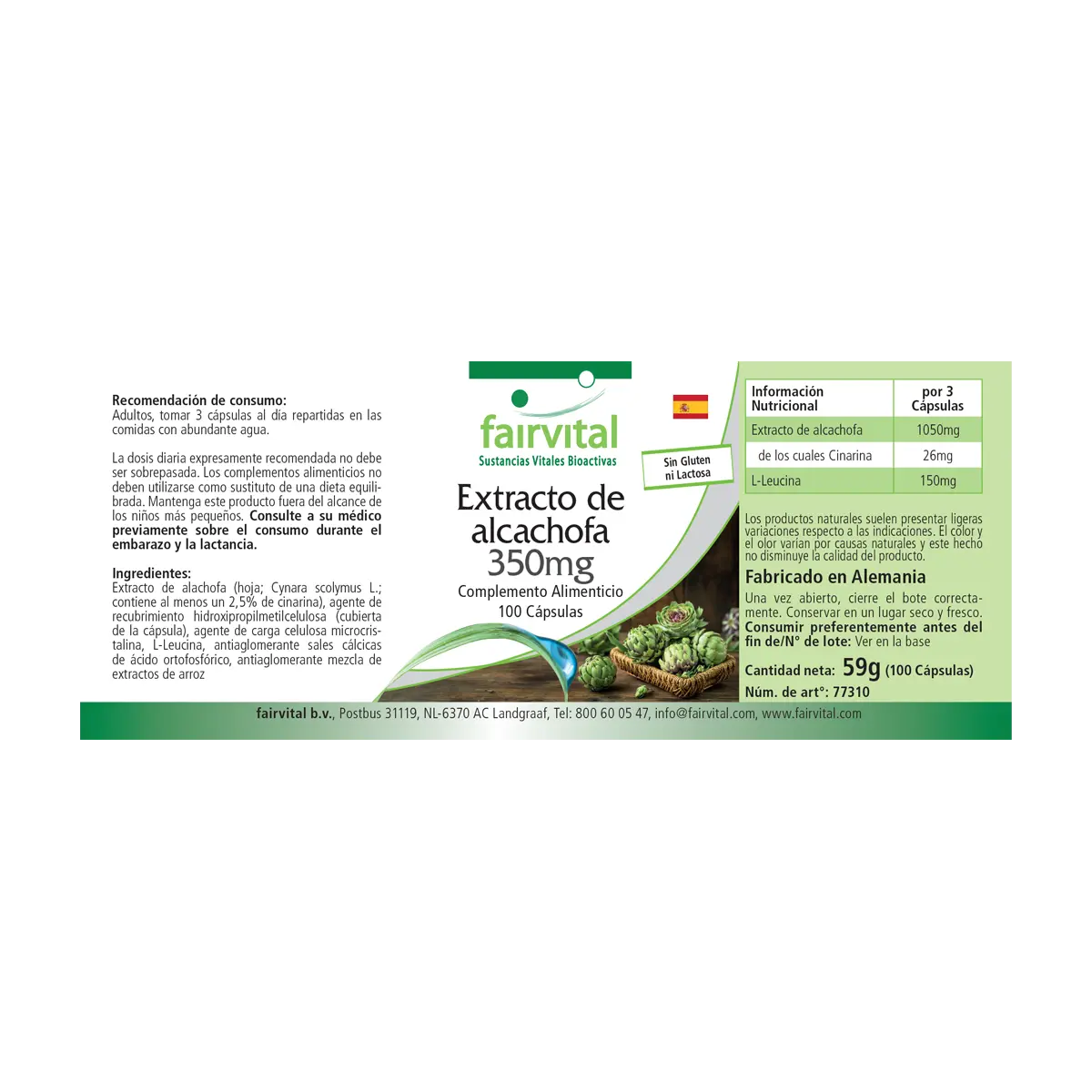 Artischocken Extrakt 350mg - mit 2,5% Cynarin - Vegan | Fairvital