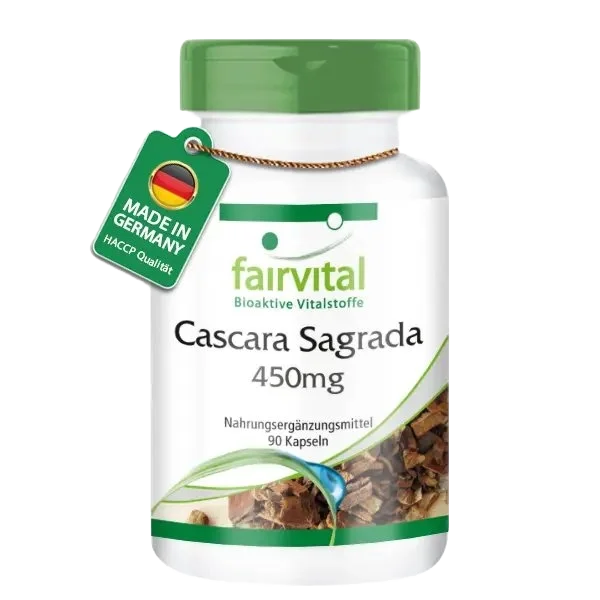 Cascara Sagrada 450mg - 90 Kapseln - Cascara Sagrada Rindenextrakt - Hochdosiert und Vegan | Fairvital