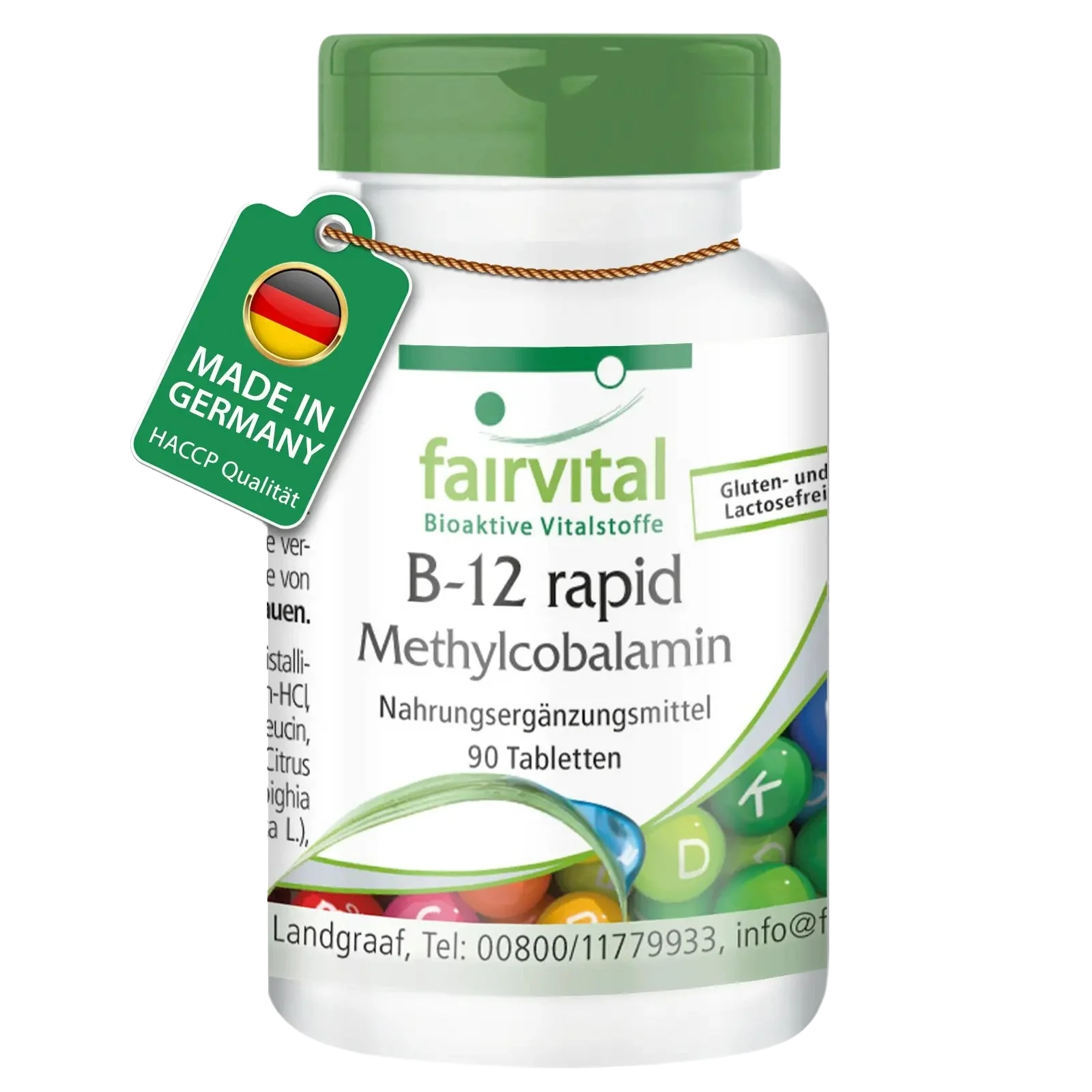 B-12 rapid als Methylcobalamin - 90 Tabletten - mit Vitamin B12 für Immunsystem, Zellteilung | Fairvital