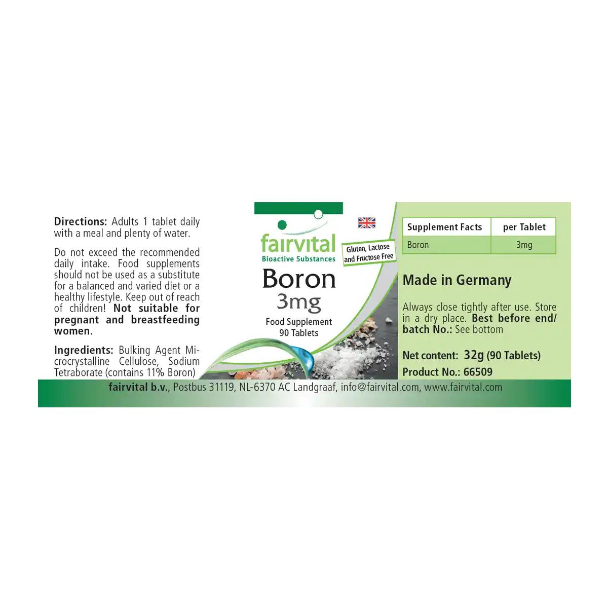 Bor 3mg - 90 Tabletten - Spurenelement aus Natriumtetraborat - Vegan | Fairvital