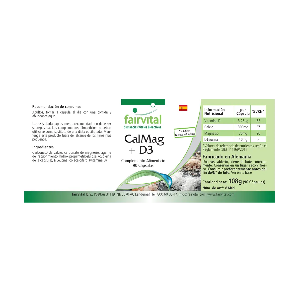 KalMag + D3 - 90 Kapseln - Calcium, Magnesium, Vitamin D3 - für Blutdruck, Muskeln, Knochen, uvm. | Fairvital