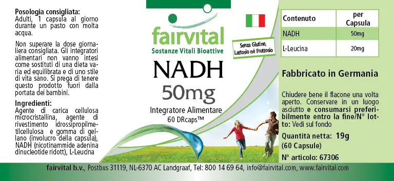 NADH 50mg - 60  DRCaps™ - Coenzym 1 - Hochdosiert und Vegan | Fairvital