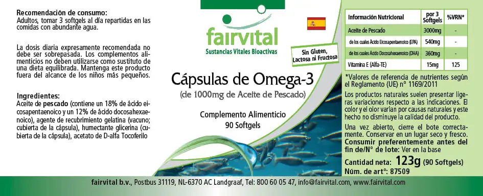 Omega-3-Kapseln aus 1000mg Fischöl - 90 Softgels - für Herz und Zellschutz - Hochdosiert | Fairvital