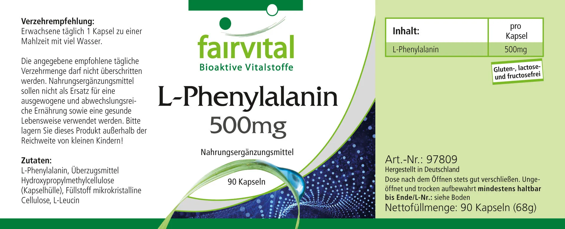 L-Phenylalanin 500mg-Hochdosiert- Vegan | Fairvital