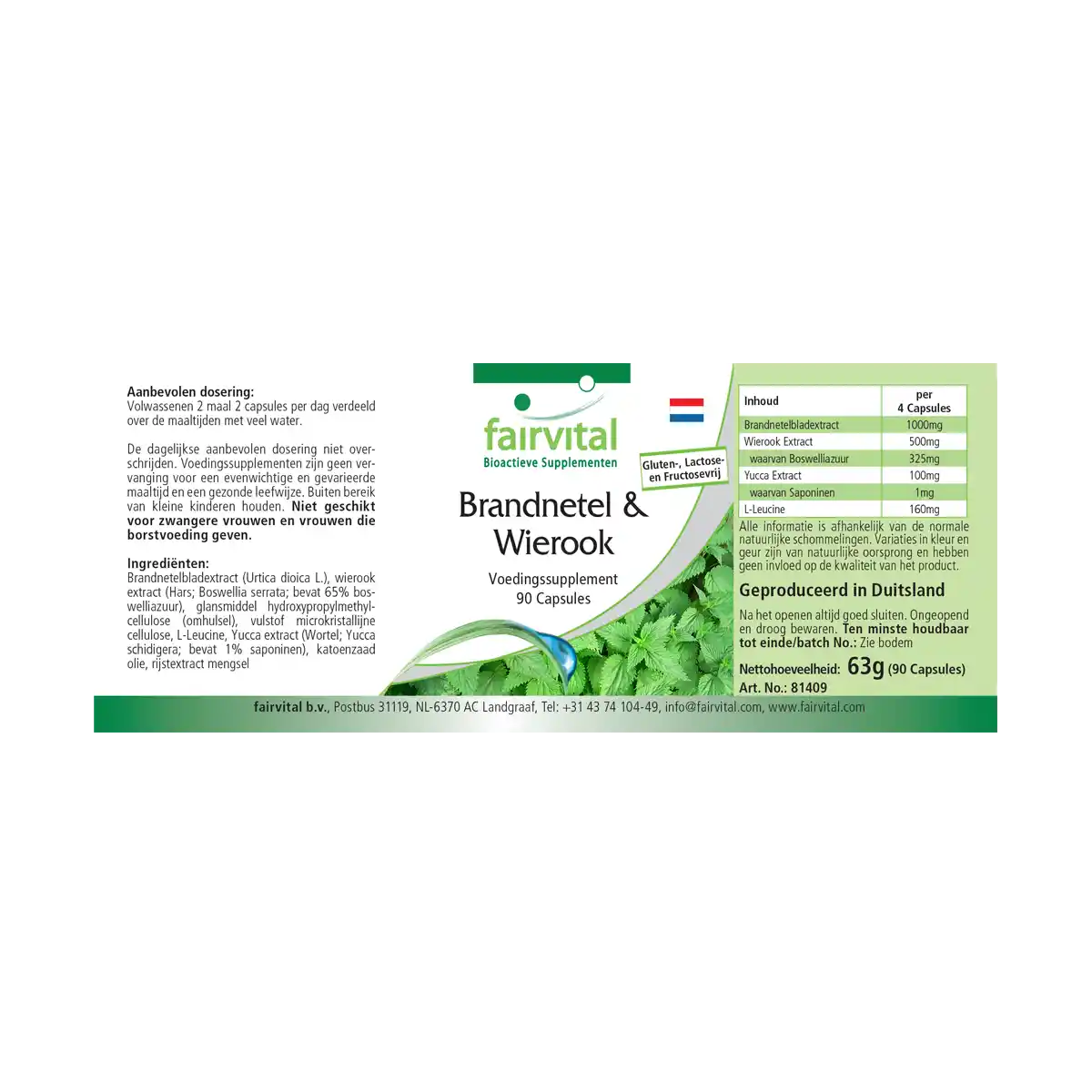 Brennnessel und Weihrauch - 90 Kapseln - Boswellia serrata - Hochdosiert und Vegan | Fairvital