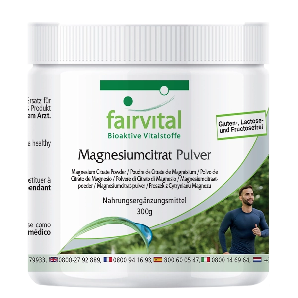 Magnesiumcitrat Pulver - 300g - ideal für Sportler - Hoch bioverfügbar - Vegan | Fairvital