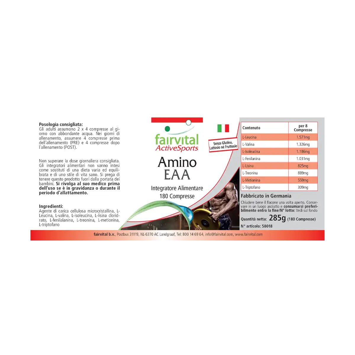 Amino EAA - 180 Tabletten - Mehr als 7500mg essenzielle Aminosäuren - Hochdosiert und Vegan | Fairvital