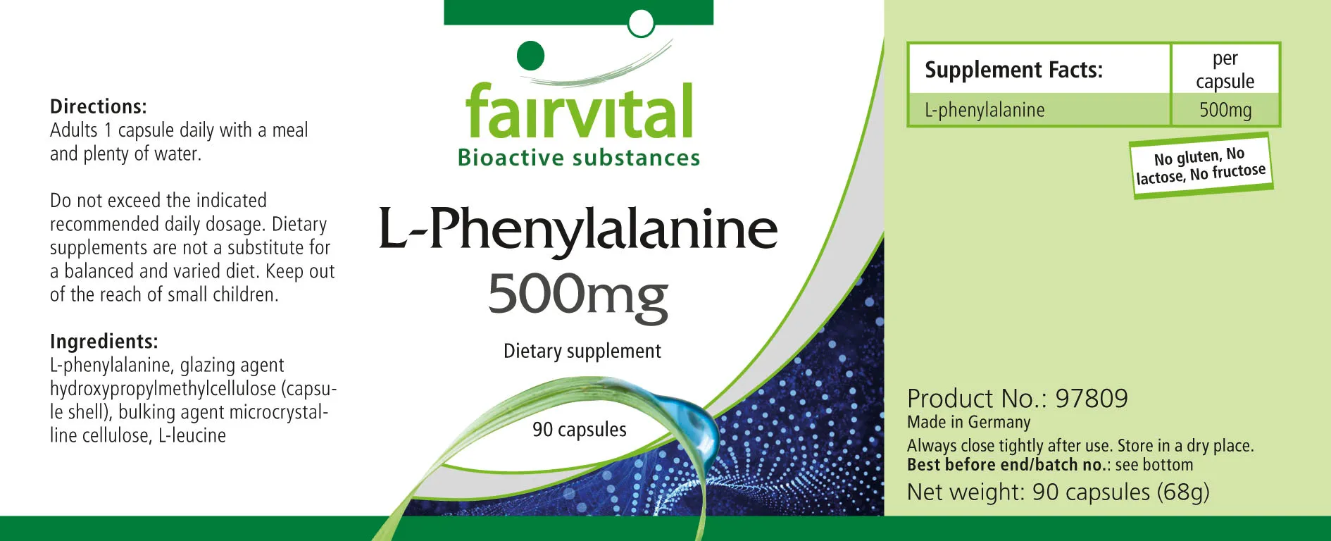 L-Phenylalanin 500mg-Hochdosiert- Vegan | Fairvital