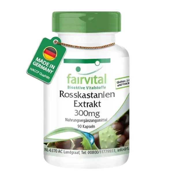 Rosskastanien Extrakt 300mg - 90 Kapseln - mit 20% Aescin - Aesculus hippocastanum - Vegan | Fairvital