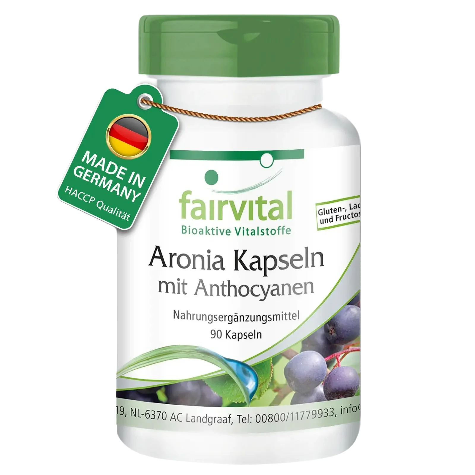 Aronia Kapseln mit Anthocyanen - mit 20% Anthocyanen & 45% Polyphenolen - Hochdosiert und Vegan | Fairvital