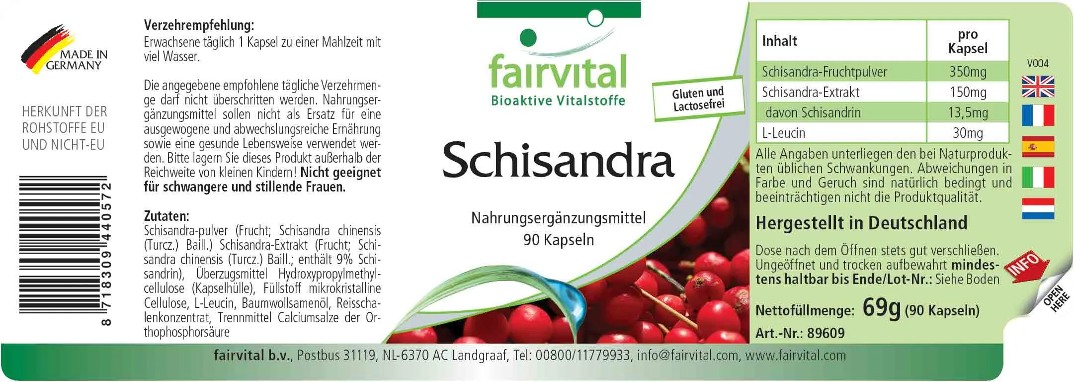Schisandra -  90 Kapseln - Wu Wei Zi (Schisandra chinensis) - Hochdosiert und Vegan | Fairvital