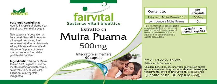 Muira Puama - 90 Kapseln - Potenzholz 10:1 Extrakt - Hochdosiert und Vegan | Fairvital