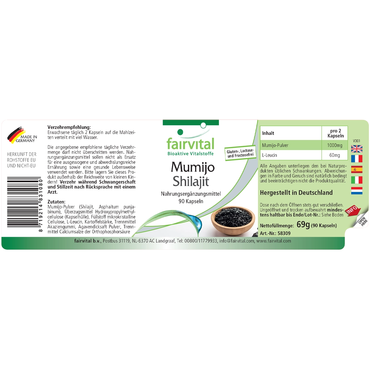 Mumijo Shilajit - 90 Kapseln - Himalaya Shilajit - Fulvin- & Huminsäure - Hochdosiert und Vegan | Fairvital